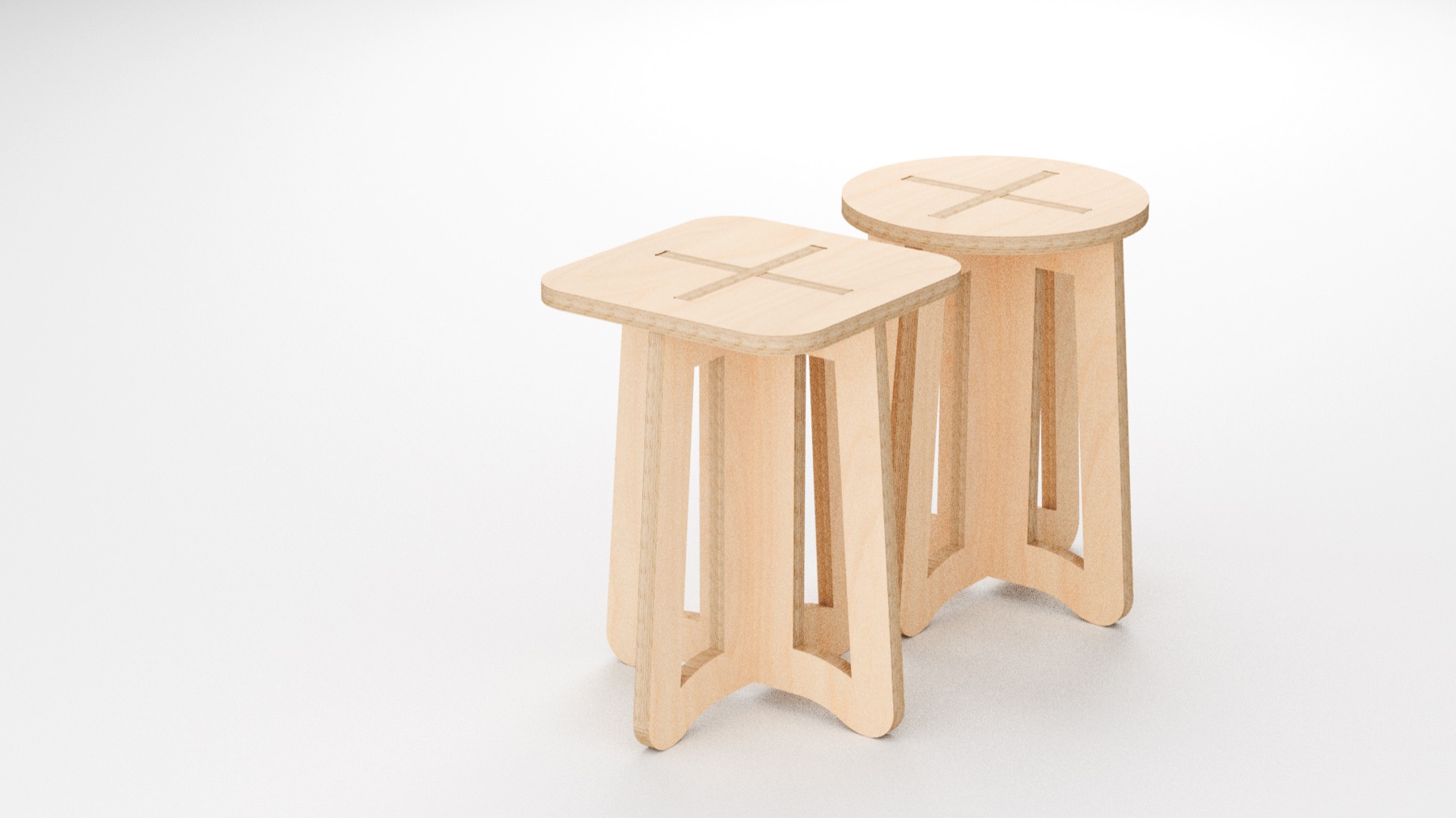 Zwei Steckhocker Dauros aus Holz